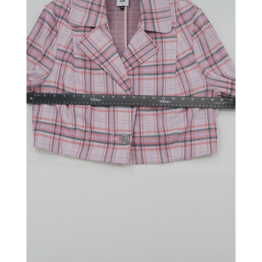 Cabi Pink Plaid 2 Piece Set Cropped Blazer and Wide Leg Pants Womens Size L - Picture 8 of 13
